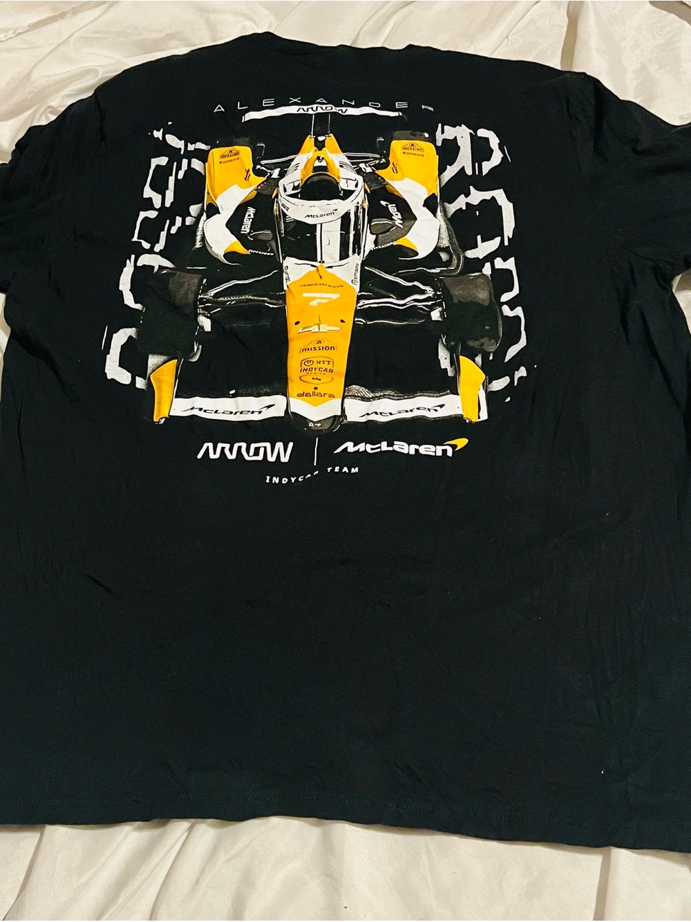 McLaren IndyCar Team Black T-Shirt with Yellow McLaren Car Graphic XXL